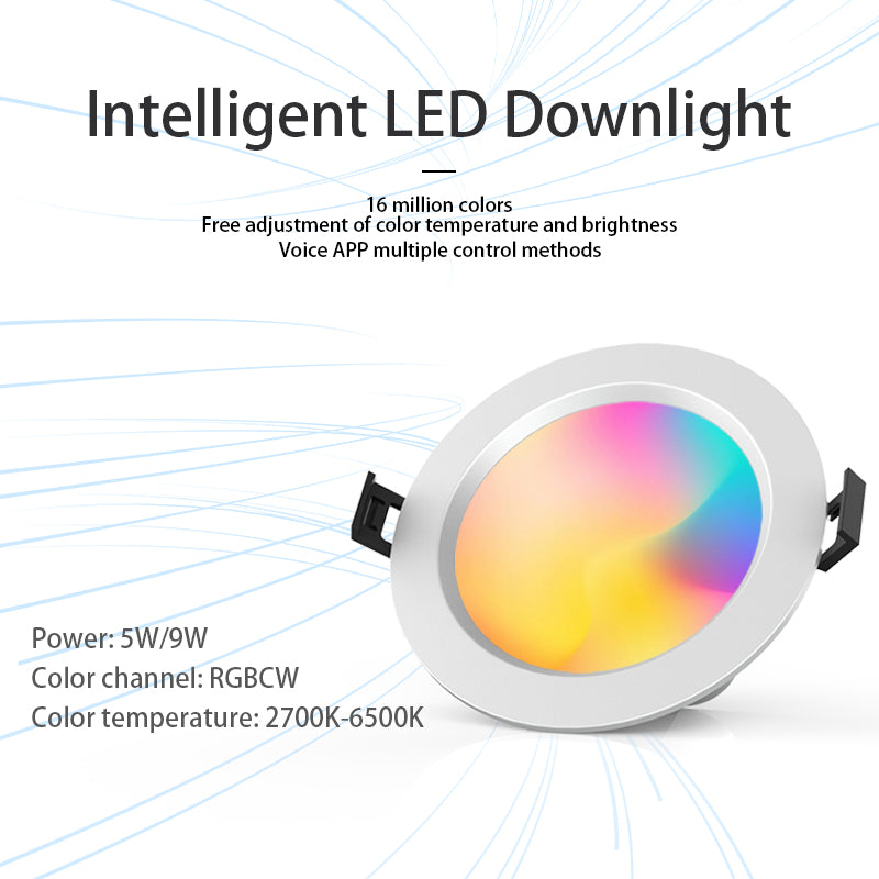 Smart LED Downlight 5W 9W RGB CCT AC110V 220V Dimmable Led Panel Light Round Compatible With APP Remote/Mobile Bluetooth Control