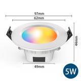 Smart LED Downlight 5W 9W RGB CCT AC110V 220V Dimmable Led Panel Light Round Compatible With APP Remote/Mobile Bluetooth Control