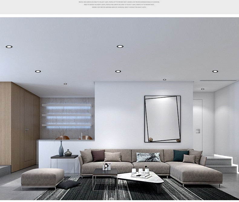 Dimmable hotel room LED downlight, household ultra-thin fog ceiling light, 3W 5W 7W 9W 12W 15W 18W