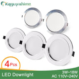 Kaguyahime 4pcs Ultra Thin LED Downlight 110V 220V Round LED Ceiling Recessed Spot Light Down Light 3W-18W 7W 9W 10W 12W 15W
