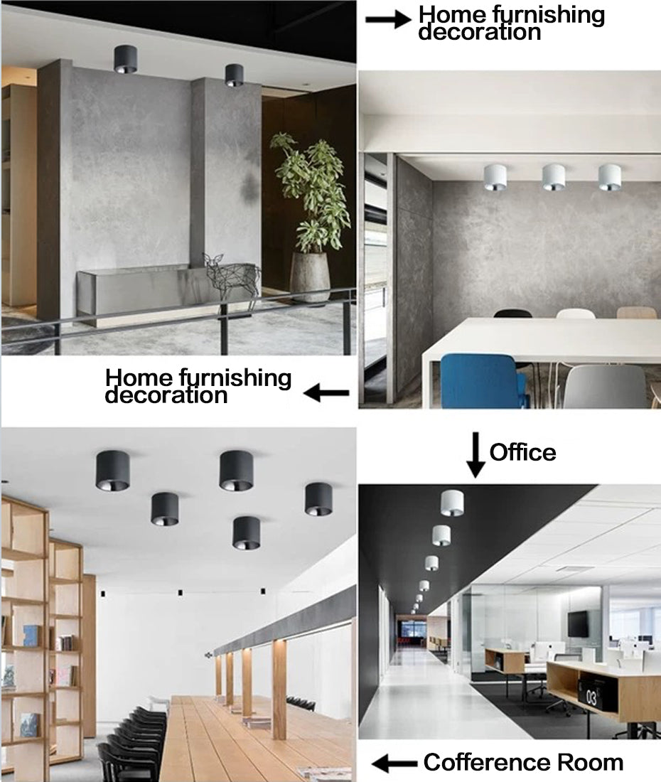 Anti-Glare LED Lightings Surface Mounted LED Downlight Cylinder COB Ceiling Lamps Spot Light 7W 12W 20W for Hotel Home Decor