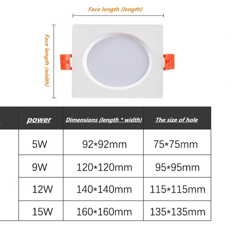 Led downlight fog light for ceiling, single head ultra-thin recessed light, ceiling light panel, grill