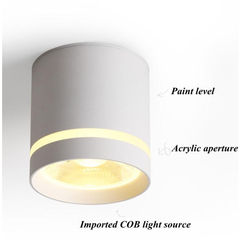 Dimmable Cylinder Led Downlight Surface 9W 12W 18W COB LED Ceiling Spot Lights AC220V LED Background Lamps Indoor Lighting Spot