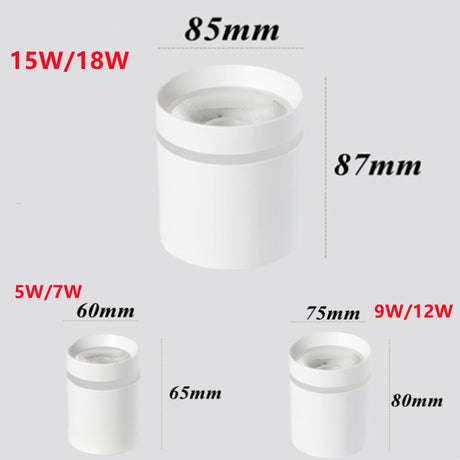 Dimmable Cylinder Led Downlight Surface 9W 12W 18W COB LED Ceiling Spot Lights AC220V LED Background Lamps Indoor Lighting Spot