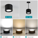 Round Surface Mounted LED Downlights 7W 12W 15W 18W 24W Mounted Ceiling Lamps Spot Light 220V Down Light black / white body
