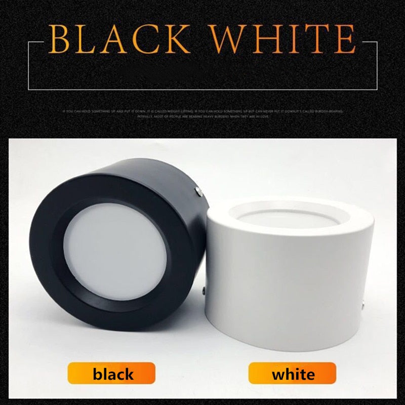 Round Surface Mounted LED Downlights 7W 12W 15W 18W 24W Mounted Ceiling Lamps Spot Light 220V Down Light black / white body