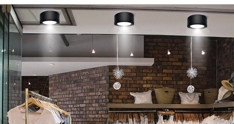 Round Surface Mounted LED Downlights 7W 12W 15W 18W 24W Mounted Ceiling Lamps Spot Light 220V Down Light black / white body