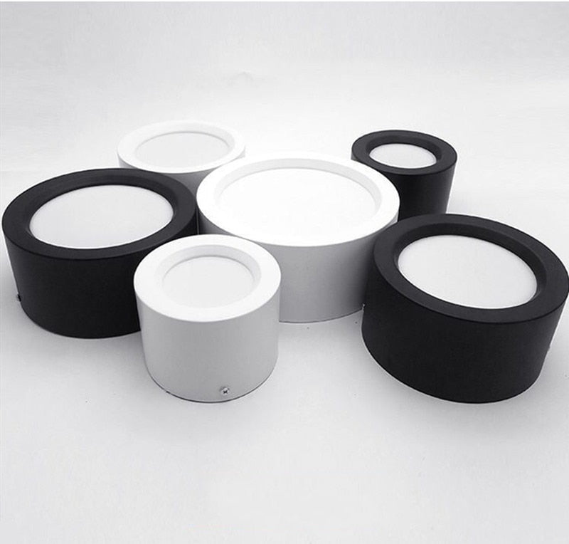 Round Surface Mounted LED Downlights 7W 12W 15W 18W 24W Mounted Ceiling Lamps Spot Light 220V Down Light black / white body