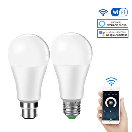 15W WiFi Smart LED Light Bulb E27 B22 Ampoule LED Intelligent Dimmable Night Lamp Apply to Alexa Google Home Alice Echo for Home