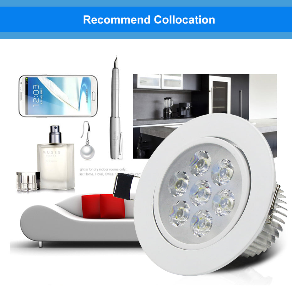 DVOLADOR Dimmable AC85V-265V 7W/5W/4W/3W LED Downlight Warm White/White Spot Light Ceiling Recessed Home Lighting Fixture