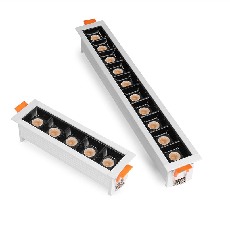 LED line Downlight Recessed Rectangle Grille Ceiling Lamp 4W 10W 20W 30W AC85~265V LED Spot Light For Home Shop Decor