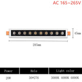 LED line Downlight Recessed Rectangle Grille Ceiling Lamp 4W 10W 20W 30W AC85~265V LED Spot Light For Home Shop Decor