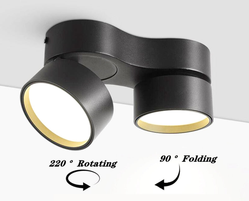 Dimmable Folding Rotating LED Downlight 10W 15W 20W/ 2x10W 2x15W 2x20W High Power Ceiling Spot Light AC85~265V LED Ceiling Lamp