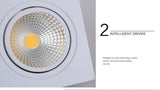 Square Dimmable Recessed LED Downlight 7W 9W 12W 15W COB LED Ceiling Lamp Spot Lights AC110-220V LED Panel Light Indoor Lighting