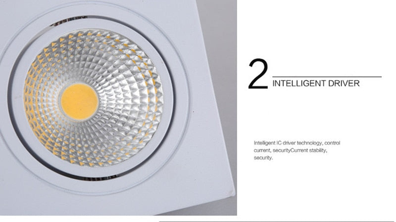 Square Dimmable Recessed LED Downlight 7W 9W 12W 15W COB LED Ceiling Lamp Spot Lights AC110-220V LED Panel Light Indoor Lighting