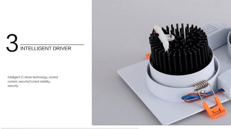 Square Dimmable Recessed LED Downlight 7W 9W 12W 15W COB LED Ceiling Lamp Spot Lights AC110-220V LED Panel Light Indoor Lighting