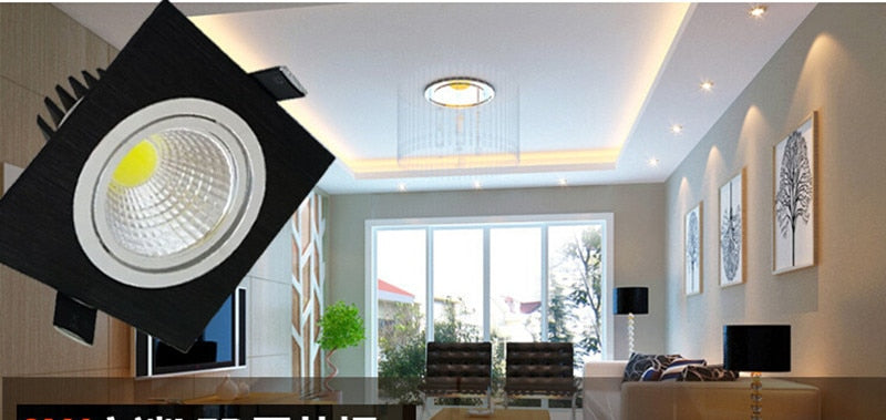 Square Dimmable Recessed LED Downlight 7W 9W 12W 15W COB LED Ceiling Lamp Spot Lights AC110-220V LED Panel Light Indoor Lighting