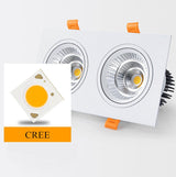 Double Square Dimmable LED Downlight light COB Recessed LED Ceiling Lamp Spot Light 20w 24W 30W AC85-265V Indoor Lighting