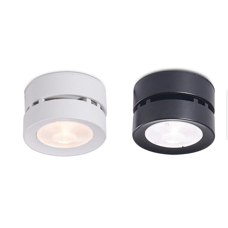 Round shape 360 Adjustable Angle Led Cob Downlight Black / White 7W 9W 12W 15W Led Ceiling Spot Light Pic Background Spotlights