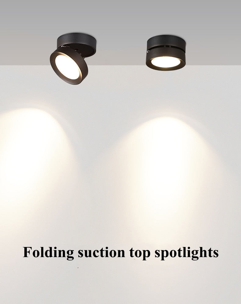 Round shape 360 Adjustable Angle Led Cob Downlight Black / White 7W 9W 12W 15W Led Ceiling Spot Light Pic Background Spotlights