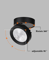 Round shape 360 Adjustable Angle Led Cob Downlight Black / White 7W 9W 12W 15W Led Ceiling Spot Light Pic Background Spotlights