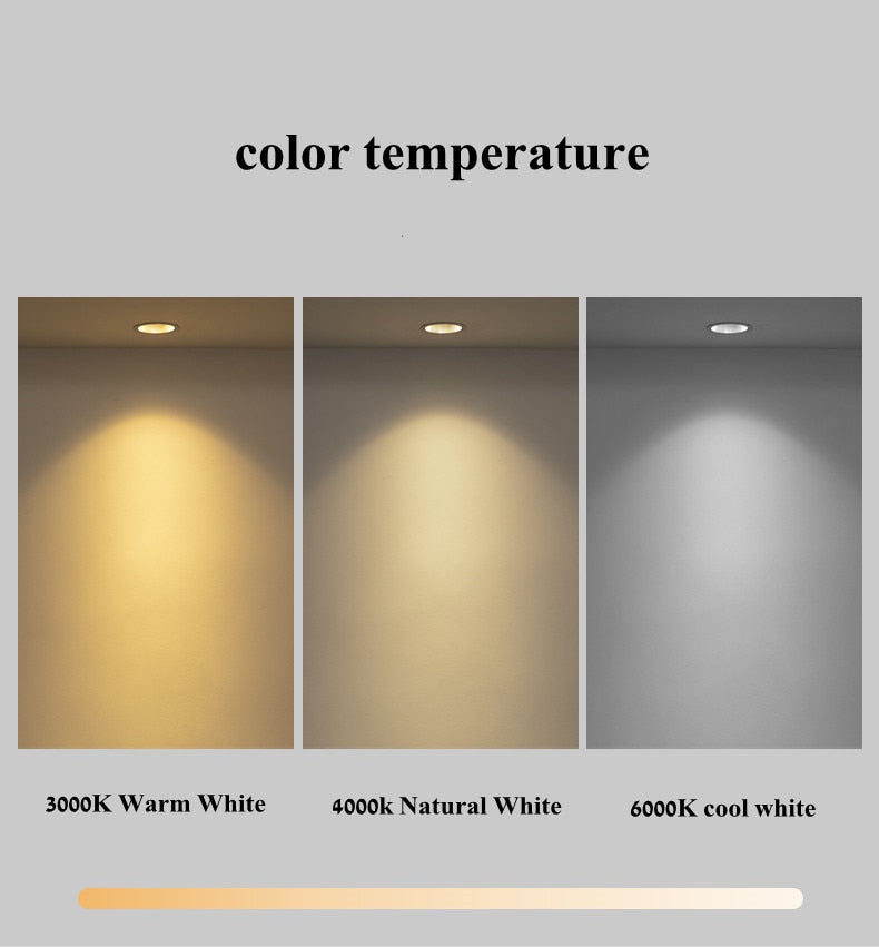 Round shape 360 Adjustable Angle Led Cob Downlight Black / White 7W 9W 12W 15W Led Ceiling Spot Light Pic Background Spotlights