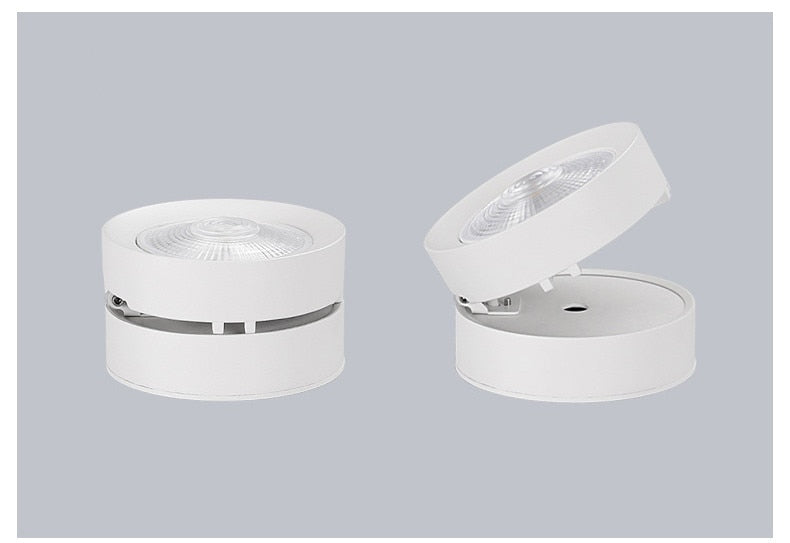 Round shape 360 Adjustable Angle Led Cob Downlight Black / White 7W 9W 12W 15W Led Ceiling Spot Light Pic Background Spotlights