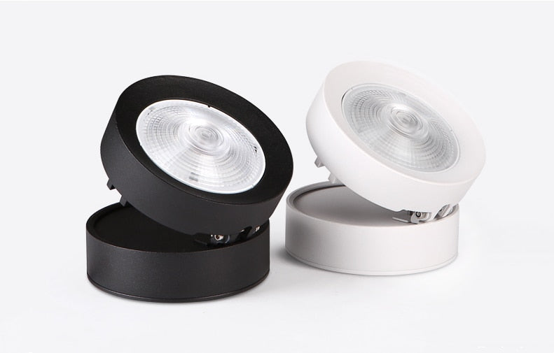 Round shape 360 Adjustable Angle Led Cob Downlight Black / White 7W 9W 12W 15W Led Ceiling Spot Light Pic Background Spotlights