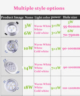 Round Dimmable Downlights 3W 6W 10W 14W 18W LED Ceiling lamp recessed COB Ceiling Spot lights ac85-265V LED Indoor Lighting