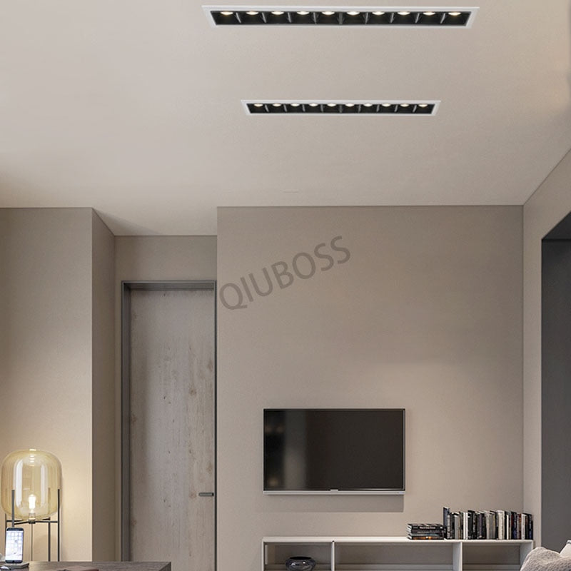 High Power Dimmable LED Recessed Striplight LED Ceiling Lights 2W/4W/6W/10W/20W/30W COB LED Downlight AC90~260V Indoor Lighting