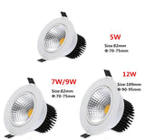 Dimmable Led downlight light COB Ceiling Spot Light  5W 7W 9W 12W 85-265V ceiling recessed Lights Indoor Lighting