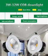 Dimmable Led downlight light COB Ceiling Spot Light  5W 7W 9W 12W 85-265V ceiling recessed Lights Indoor Lighting
