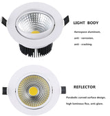 Dimmable Led downlight light COB Ceiling Spot Light  5W 7W 9W 12W 85-265V ceiling recessed Lights Indoor Lighting
