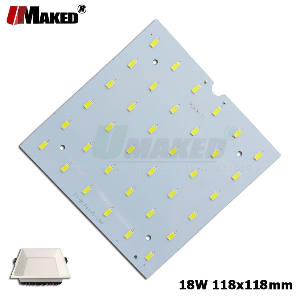 2/10/20Pcs LED PCB 18W 118X118MM Downlight Source Aluminum Heatsink Plate Installed SMD 5730 110lm/w For Sopt Panel Square Lamp