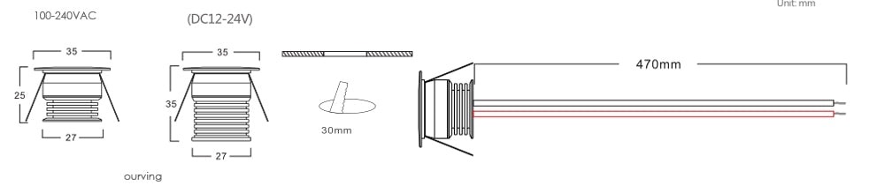 Mini 3W LED Cabinet Downlight Recessed 3V 12V 120V 230V Input for Kitchen Home Decoration Show Case KTV Room