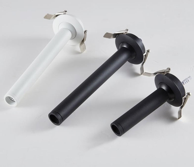 Black / White Long Tube Ceiling Recessed Led Point Lamp Angle Rotating 12w Ceiling Light For Kitchen Bedroom Tv Background Image