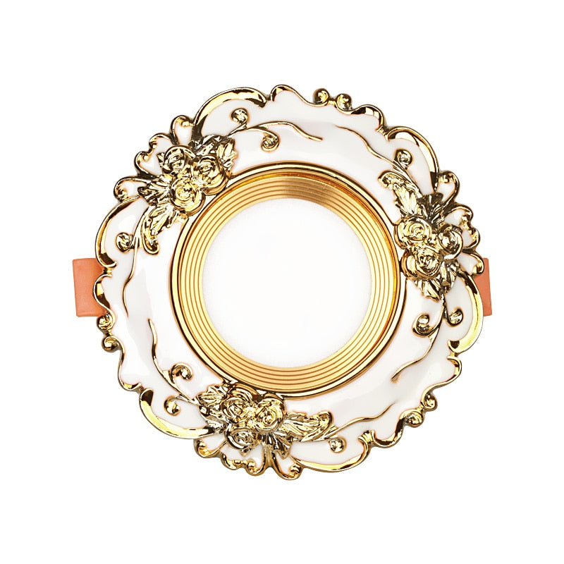 LED Downlight Indoor Ceiling Light 10pcs/Lot Embedded Round Panel Light Spotlight Lighting European Style French Noble Gold