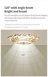 LED Downlight Indoor Ceiling Light 10pcs/Lot Embedded Round Panel Light Spotlight Lighting European Style French Noble Gold