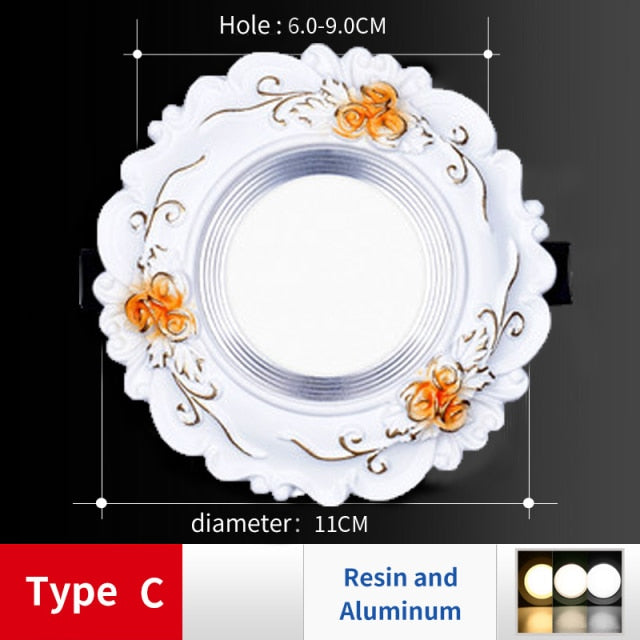 LED Downlight Indoor Ceiling Light 10pcs/Lot Embedded Round Panel Light Spotlight Lighting European Style French Noble Gold