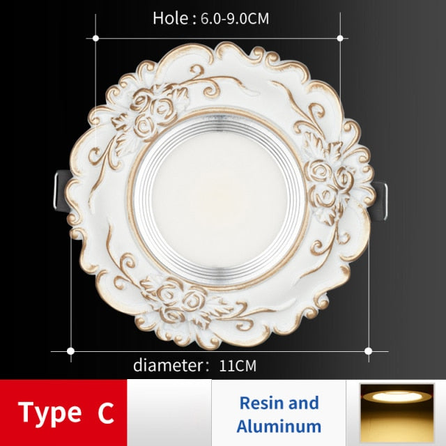 LED Downlight Indoor Ceiling Light 10pcs/Lot Embedded Round Panel Light Spotlight Lighting European Style French Noble Gold