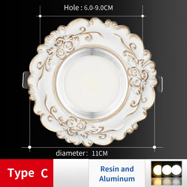 LED Downlight Indoor Ceiling Light 10pcs/Lot Embedded Round Panel Light Spotlight Lighting European Style French Noble Gold