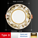 LED Downlight Indoor Ceiling Light 10pcs/Lot Embedded Round Panel Light Spotlight Lighting European Style French Noble Gold
