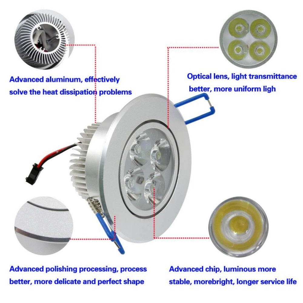 Recessed LED Ceiling Downlight Spotlight Lamp Bulb Light High Lumins 4W Cool White/Pure White/ Warm White 85-265V