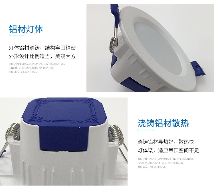 Led Downlight 5W 7W 9W 12W 15W 85-265V high-qualit LED Ceiling Round Recessed Lamp Living room LED Spot Light For Bathroom HY