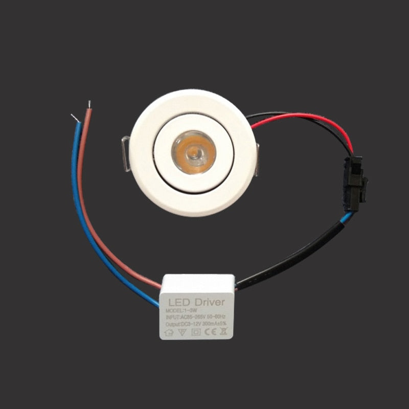 Dimmable LED Mini ceiling LED spot light lamp 1W 3W LED downlight white,black,silver Mini downlight Cabinet Spot Lamp