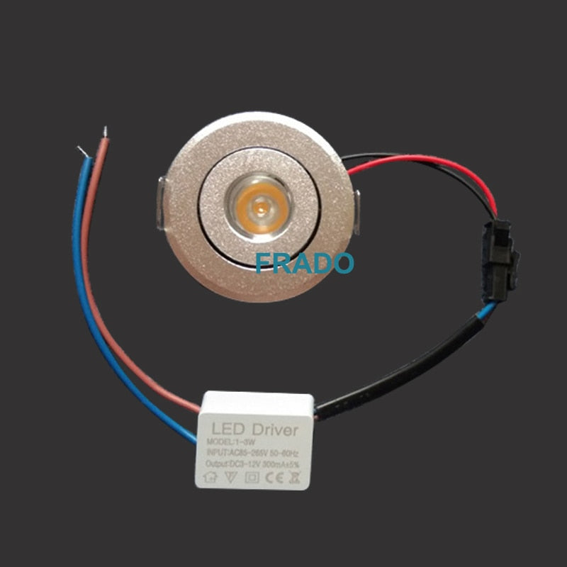 Dimmable LED Mini ceiling LED spot light lamp 1W 3W LED downlight white,black,silver Mini downlight Cabinet Spot Lamp