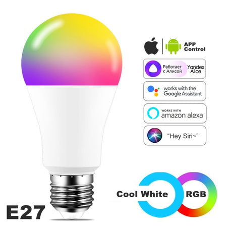  Smart Bulb 15W Color Wi Fi Light RGB E27 LED Lamp 220V 110V Alexa Google Home Assistant Siri Voice Control Dimmable