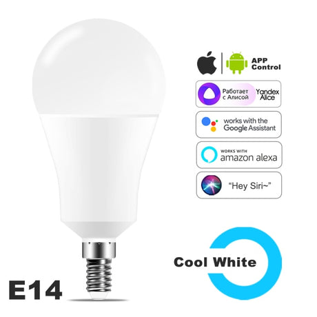  Smart Bulb 15W Color Wi Fi Light RGB E27 LED Lamp 220V 110V Alexa Google Home Assistant Siri Voice Control Dimmable