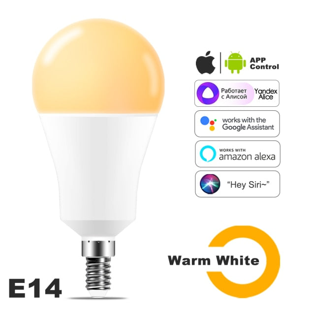  Smart Bulb 15W Color Wi Fi Light RGB E27 LED Lamp 220V 110V Alexa Google Home Assistant Siri Voice Control Dimmable