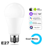  Smart Bulb 15W Color Wi Fi Light RGB E27 LED Lamp 220V 110V Alexa Google Home Assistant Siri Voice Control Dimmable